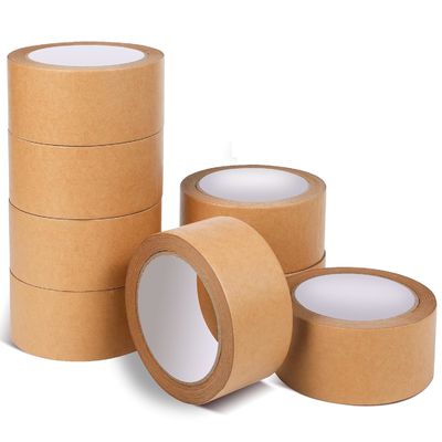 Nastro adesivo di carta kraft azionato con acqua 50mmx75m/150m Eco-friendly Single-Sided Adhesive Brown Paper Packing Tape